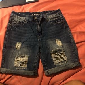 Ripped jean shorts